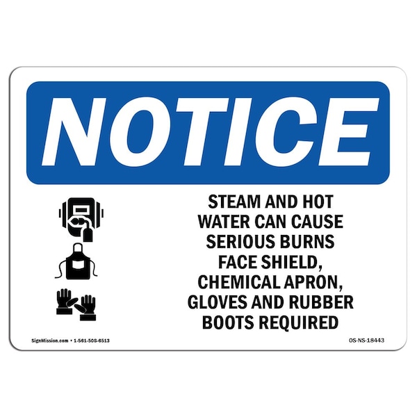 OSHA Sign, Steam And Hot Water Can Cause W/, 5in X 3.5in Decal, 10PK, 5" W, 3.5" H, Landscape, PK10